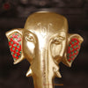 Brass Modern Ganesh Seated With Stone Work 17.5"