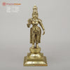 Brass Parvati Standing on Pedestal, Fine Golden Finish, 16.5"