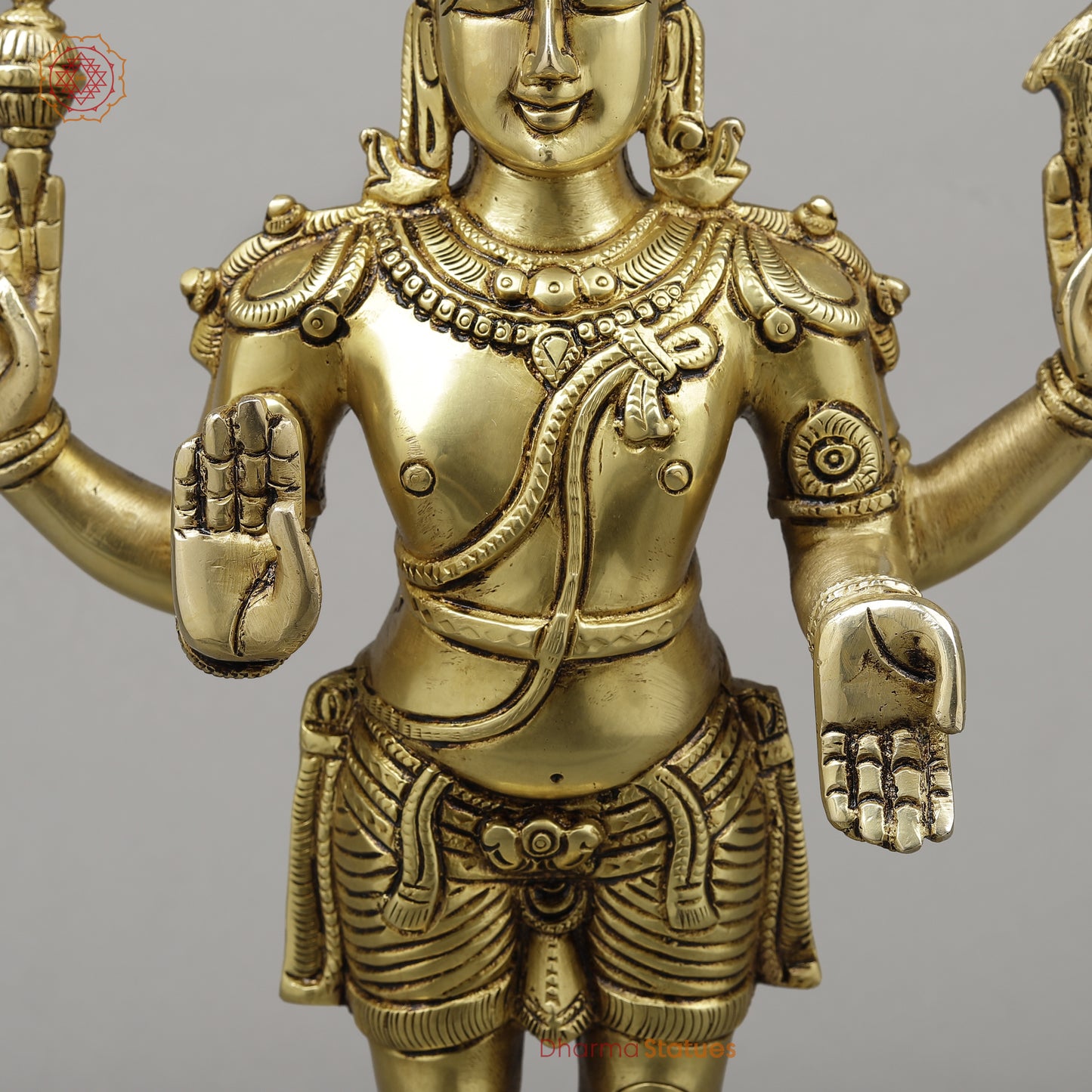 Brass Shiva Standing on Pedestal, Fine Golden Finish, 18"