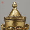 Brass Shiva Head Mukhlingam With Crown, Butter Gold Finish, 14"