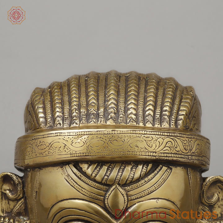 Brass Shiva Face, Golden Finish, 11"