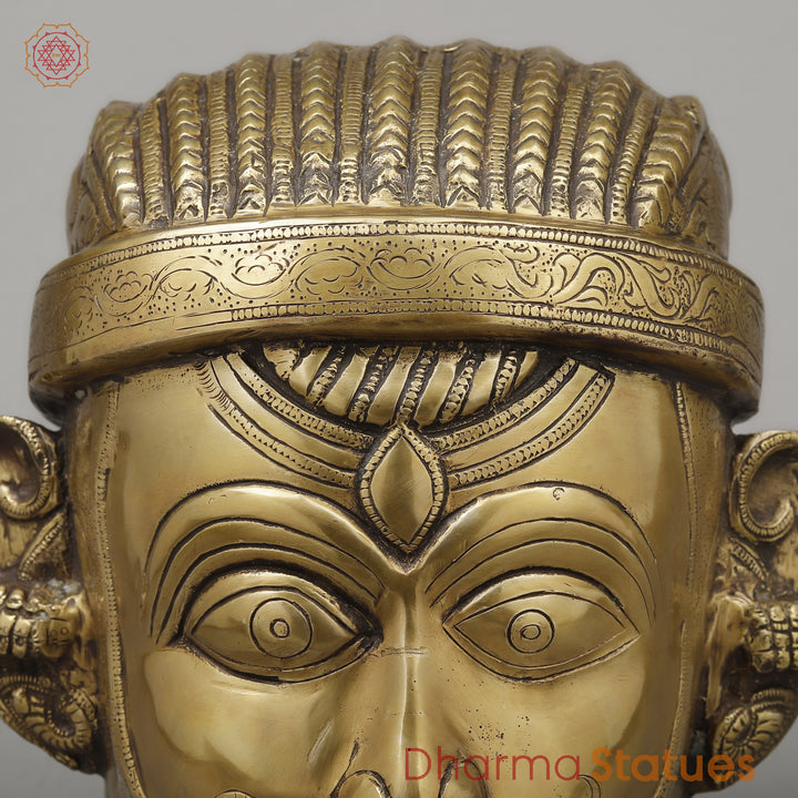 Brass Shiva Face, Golden Finish, 11"