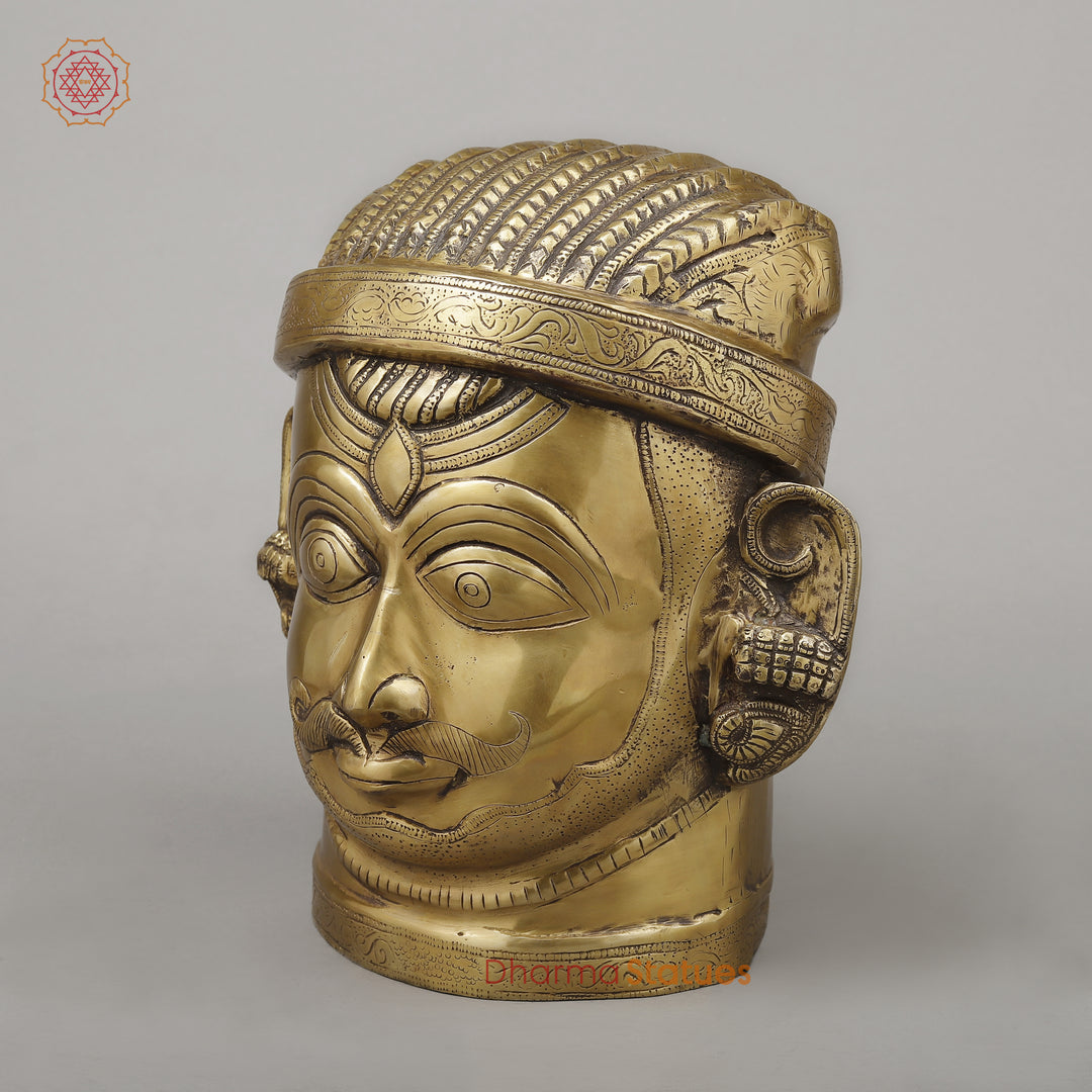 Brass Shiva Face, Golden Finish, 11"