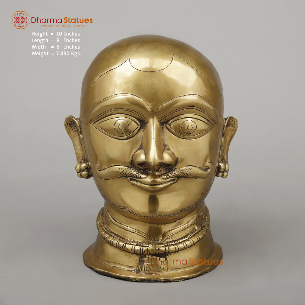 Brass Shiva Mukhlingam Face, Butter Gold Finish, 10"