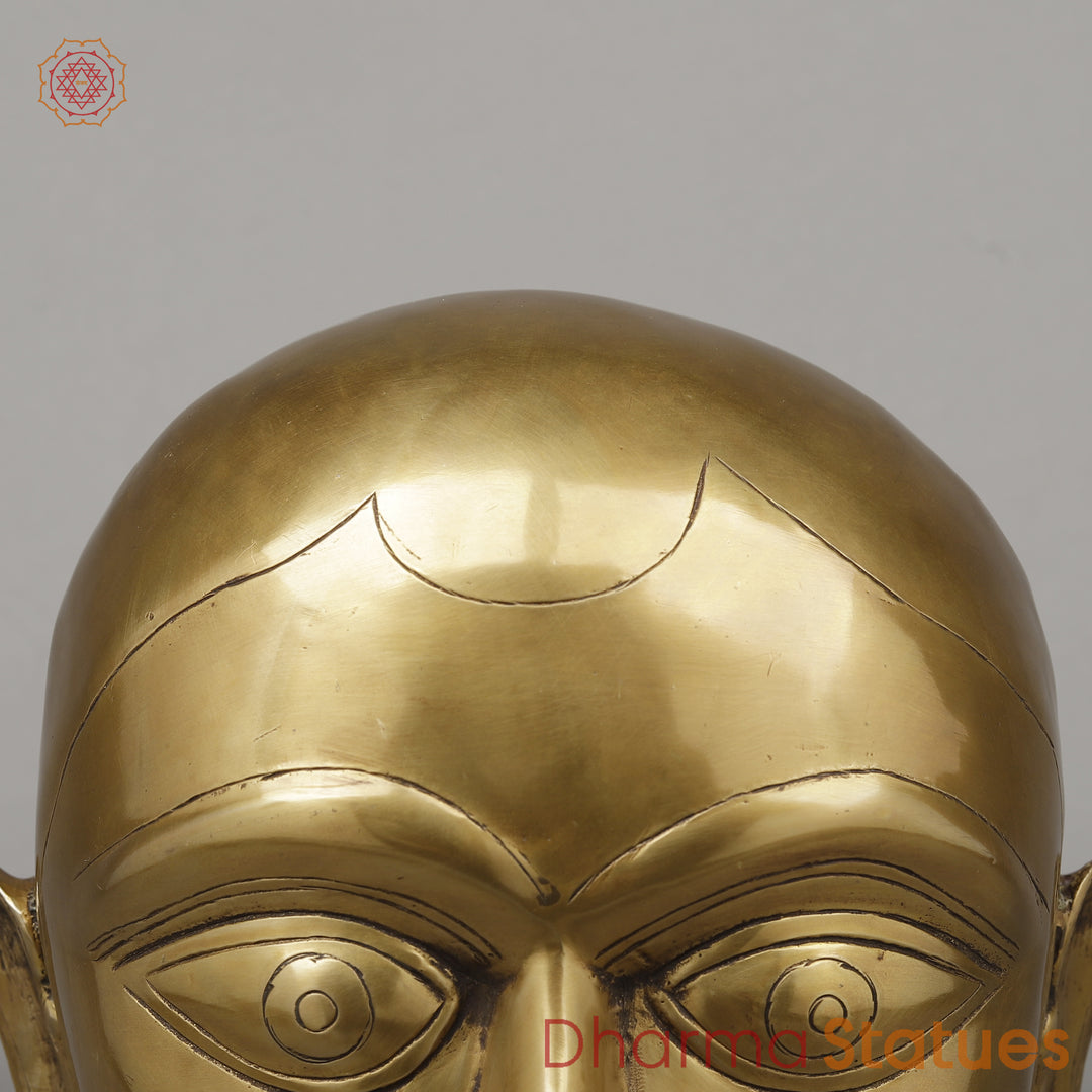 Brass Shiva Mukhlingam Face, Butter Gold Finish, 10"