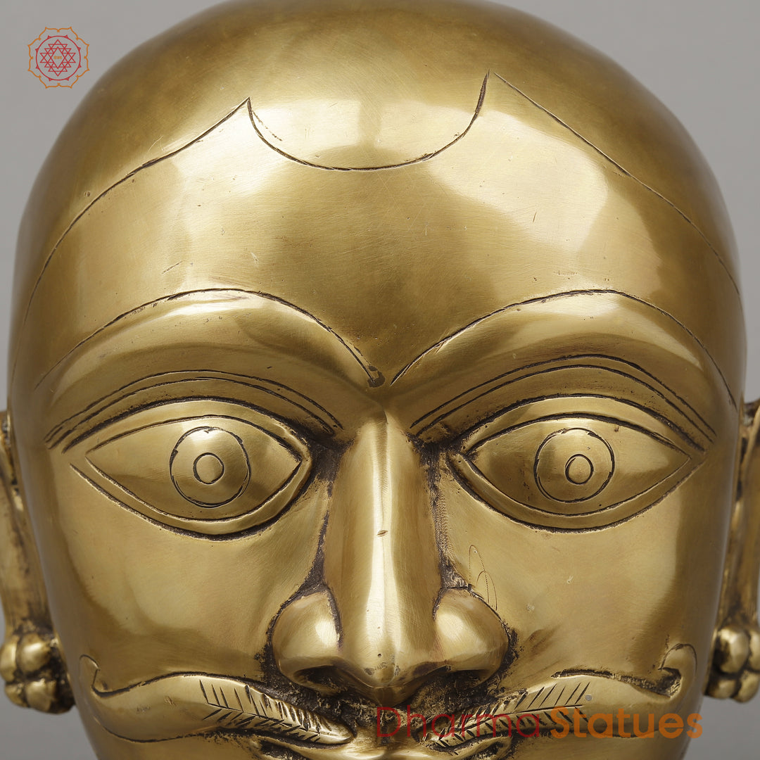 Brass Shiva Mukhlingam Face, Butter Gold Finish, 10"