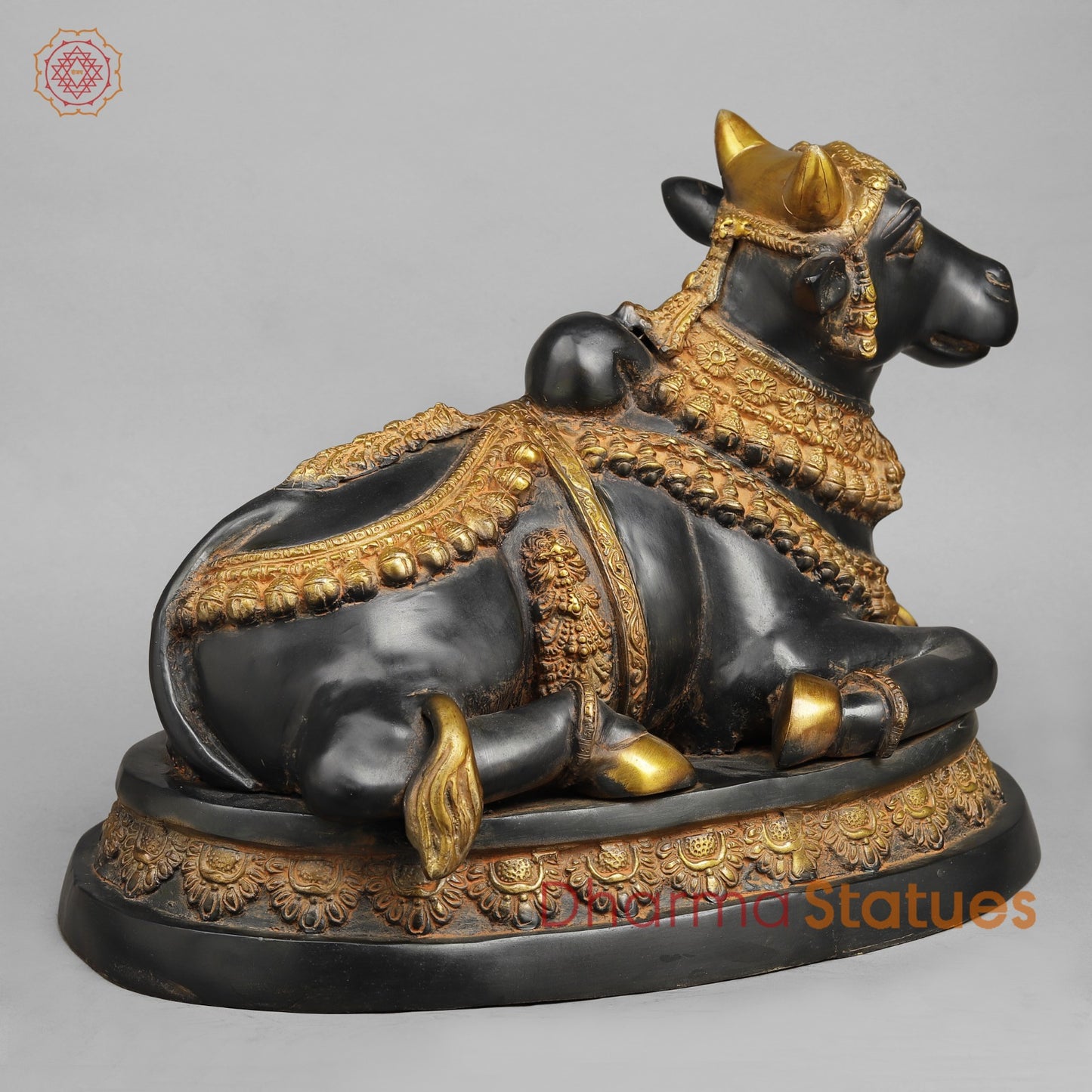Brass Nandi seated, Deep Black and Gold finish 16.5”
