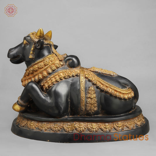 Brass Nandi seated, Deep Black and Gold finish 16.5”