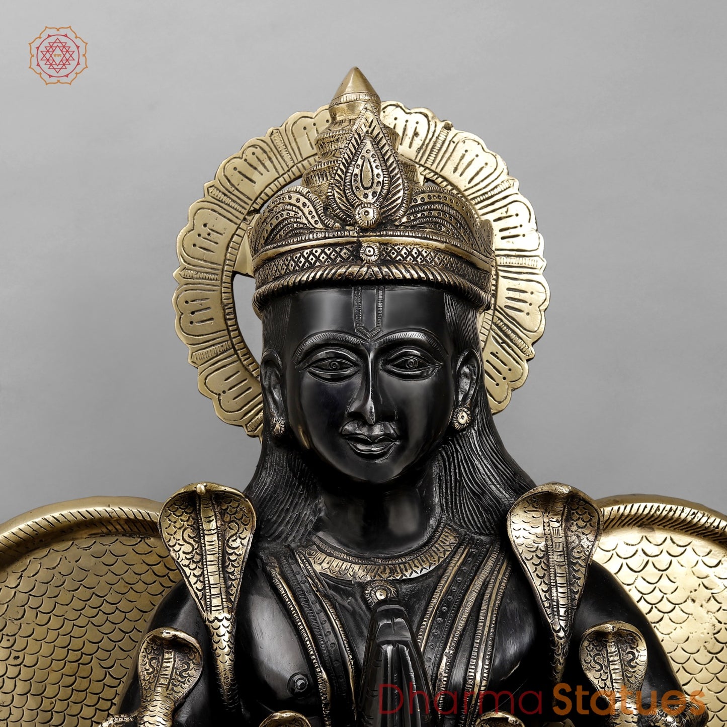 Brass Garuda seated ( Vaahan of Lord Vishnu ) , Royal Black finish 31”