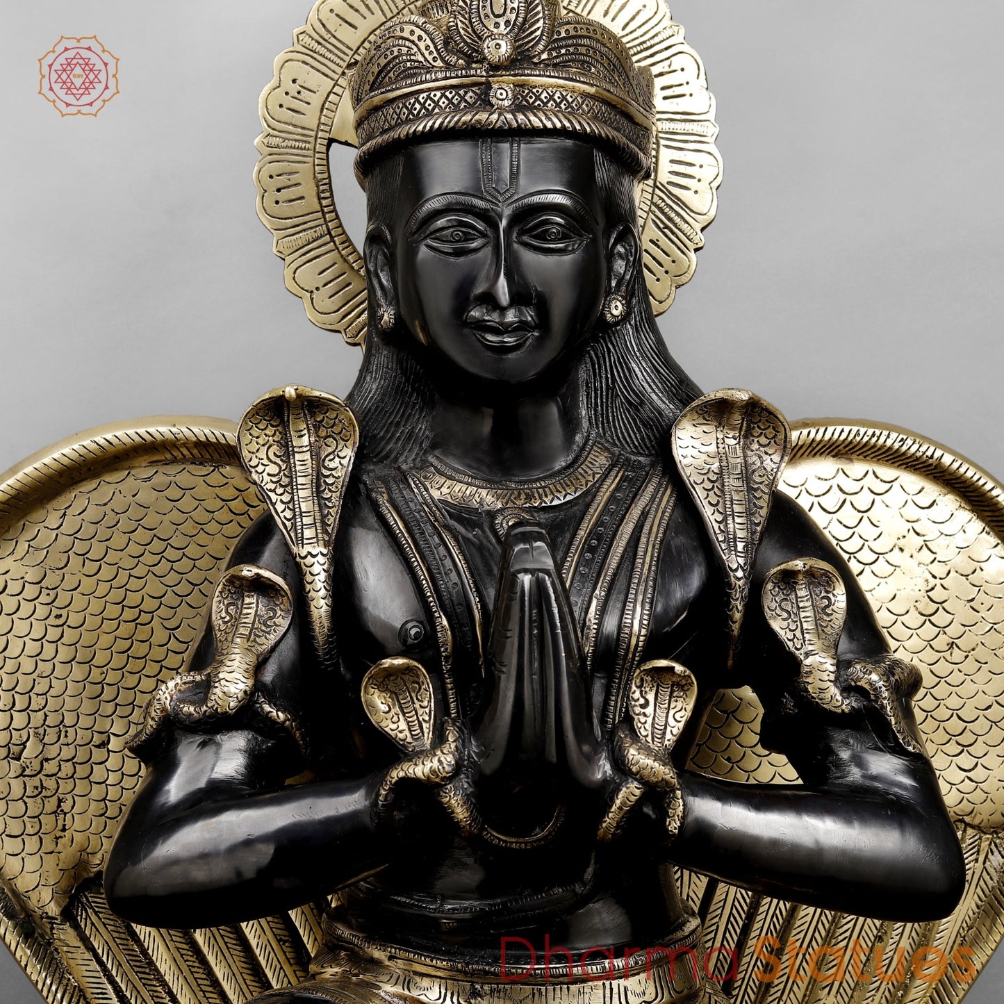 Brass Garuda seated ( Vaahan of Lord Vishnu ) , Royal Black finish 31”