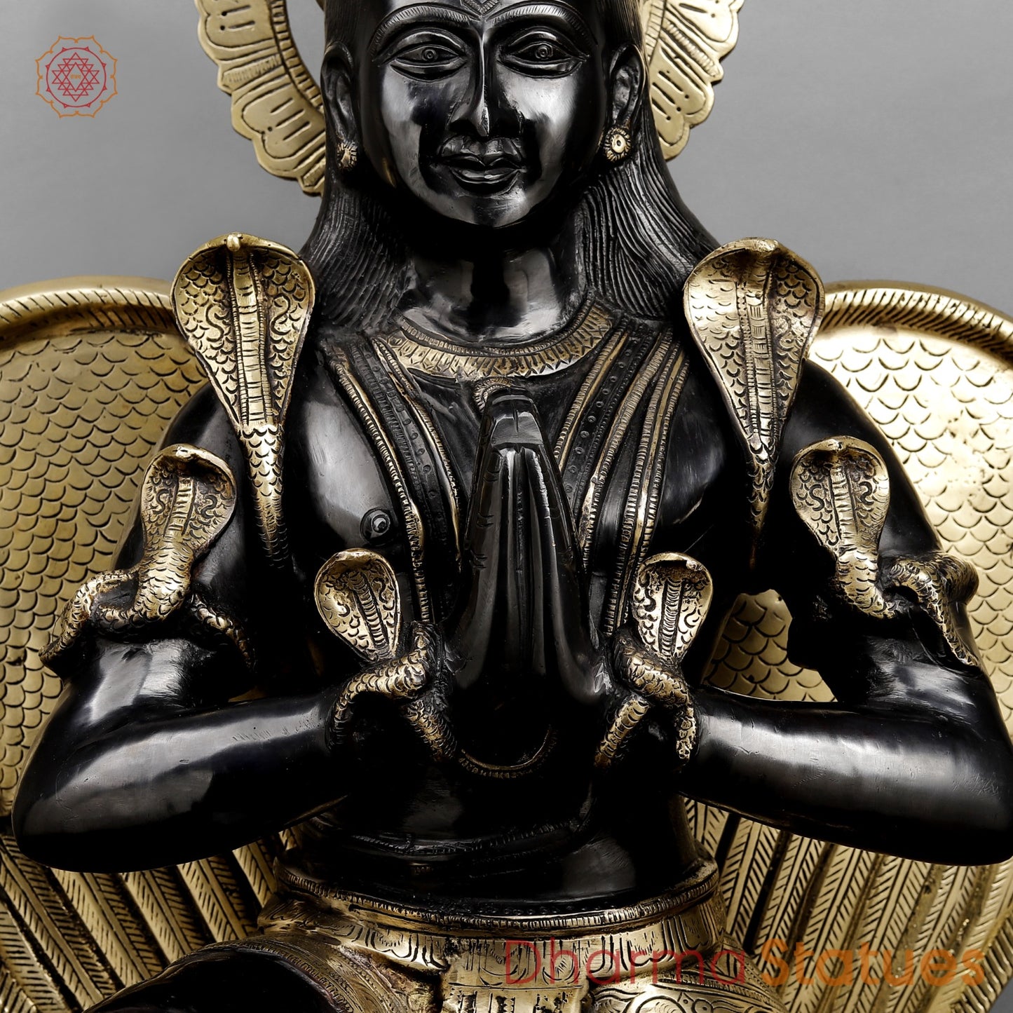 Brass Garuda seated ( Vaahan of Lord Vishnu ) , Royal Black finish 31”