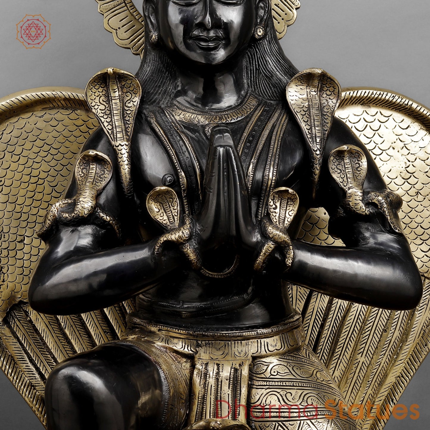 Brass Garuda seated ( Vaahan of Lord Vishnu ) , Royal Black finish 31”