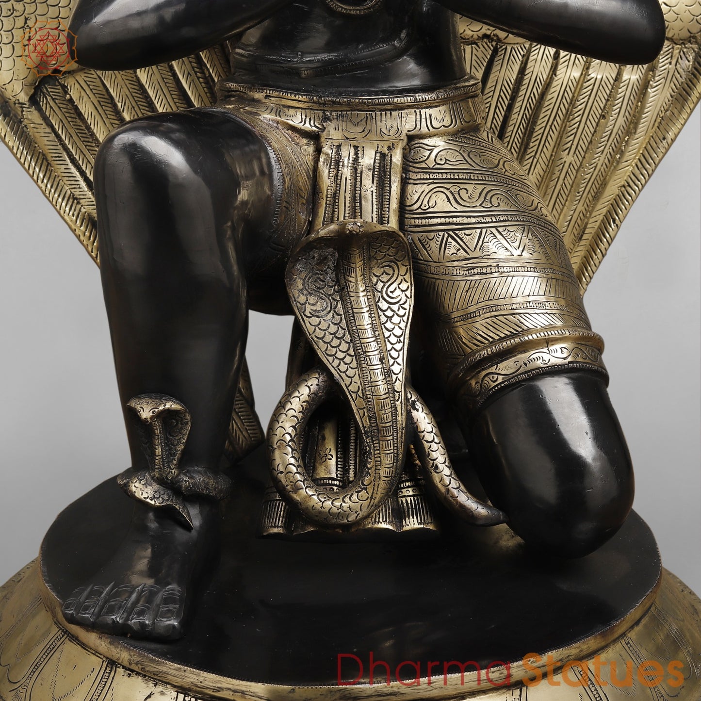 Brass Garuda seated ( Vaahan of Lord Vishnu ) , Royal Black finish 31”