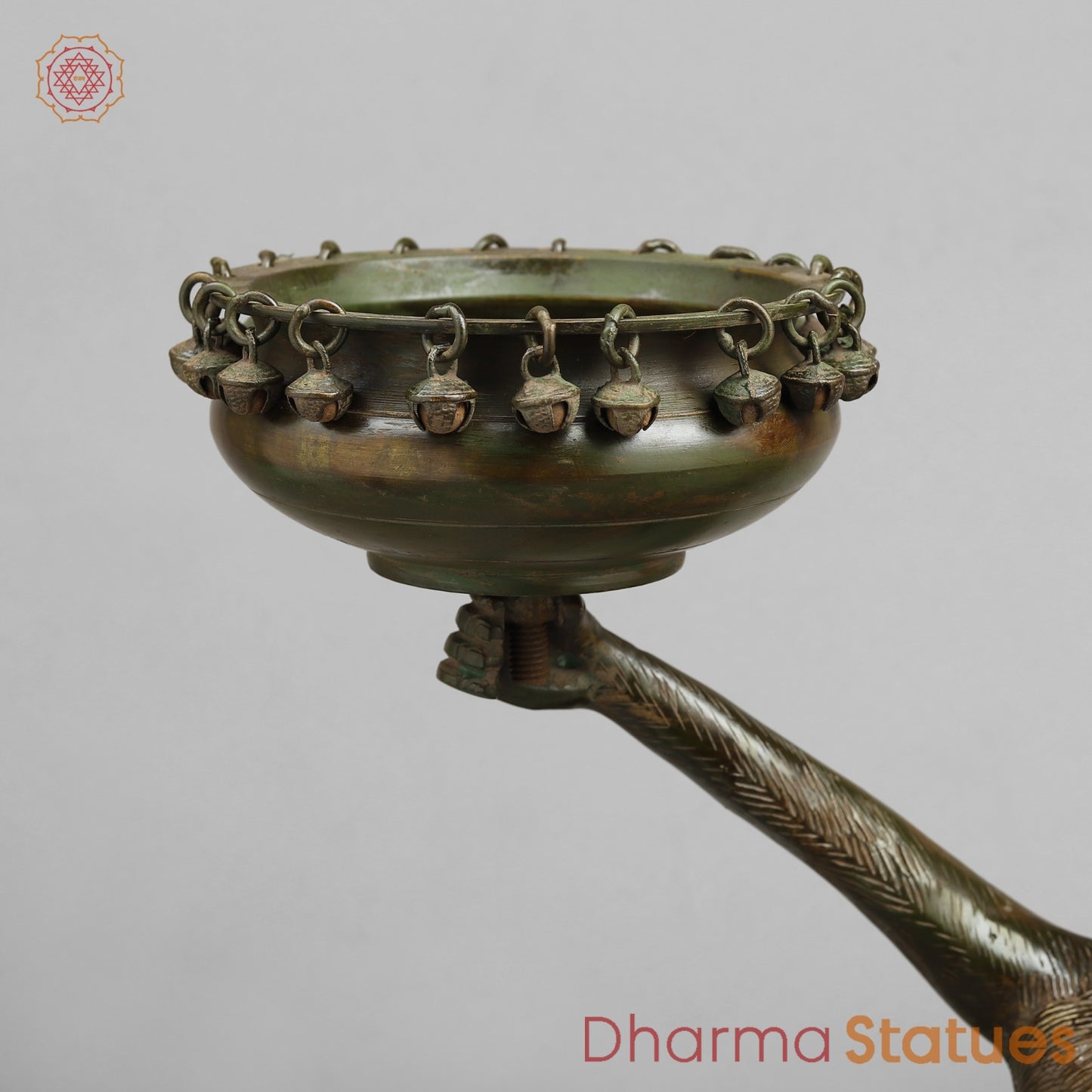 Brass Monkey Urli, Green Antique Patina 14.5”
