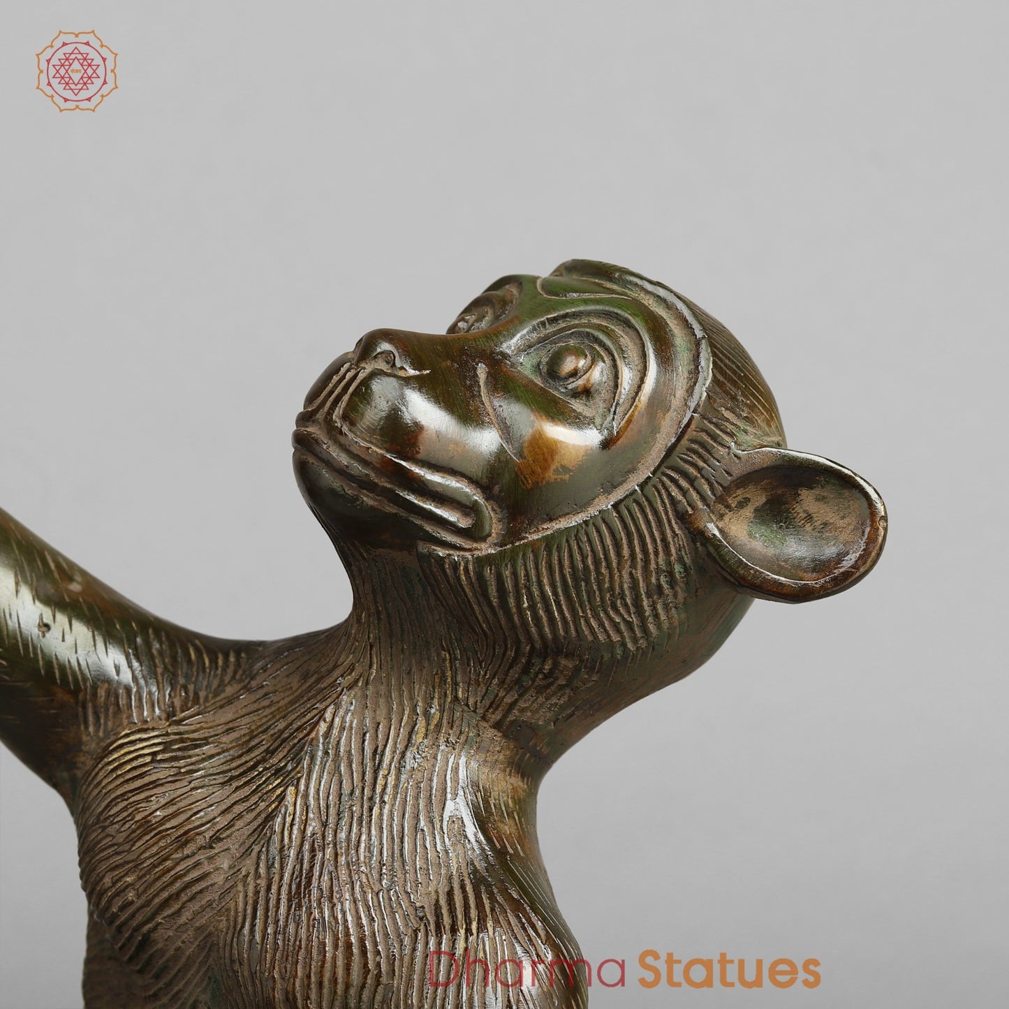 Brass Monkey Urli, Green Antique Patina 14.5”