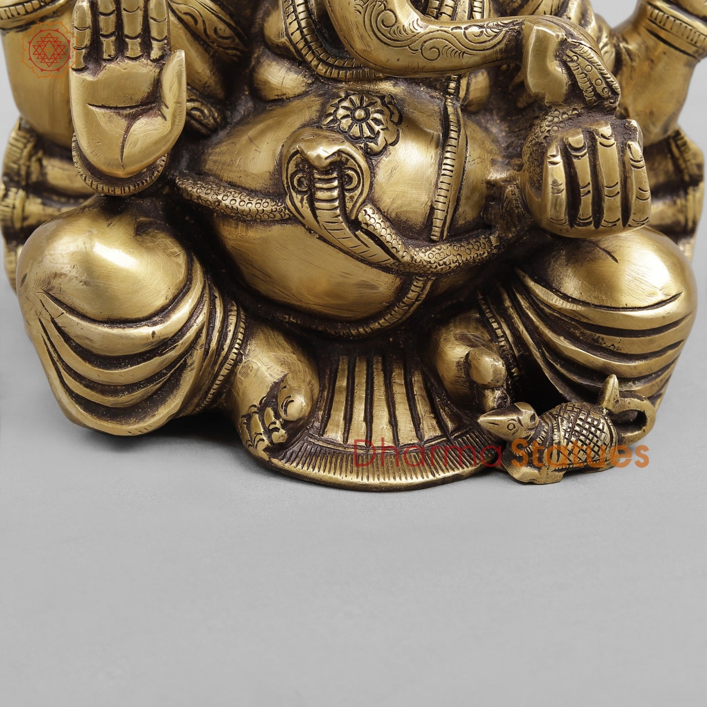Brass Ganesh seated w/o Base, Antique finish 8”