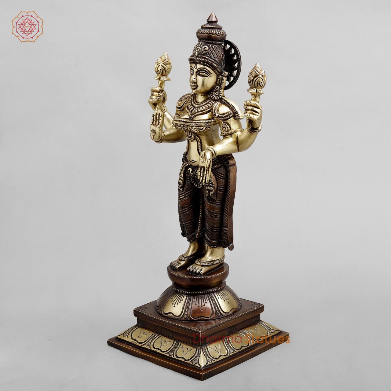 Brass lakshmi Standing, Dual tone finish 16.5”