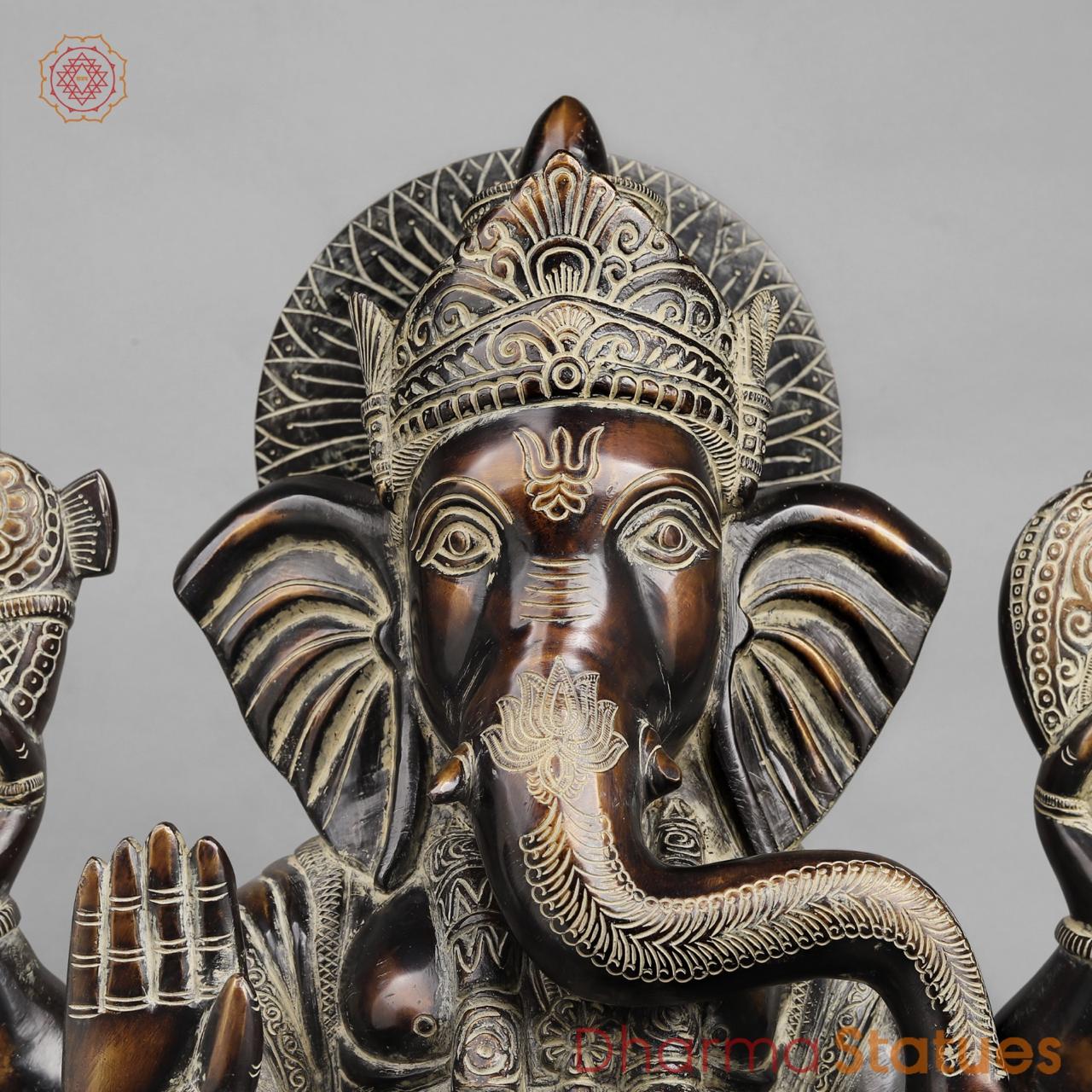 Brass Raja Ganesh, Antique finish 24”