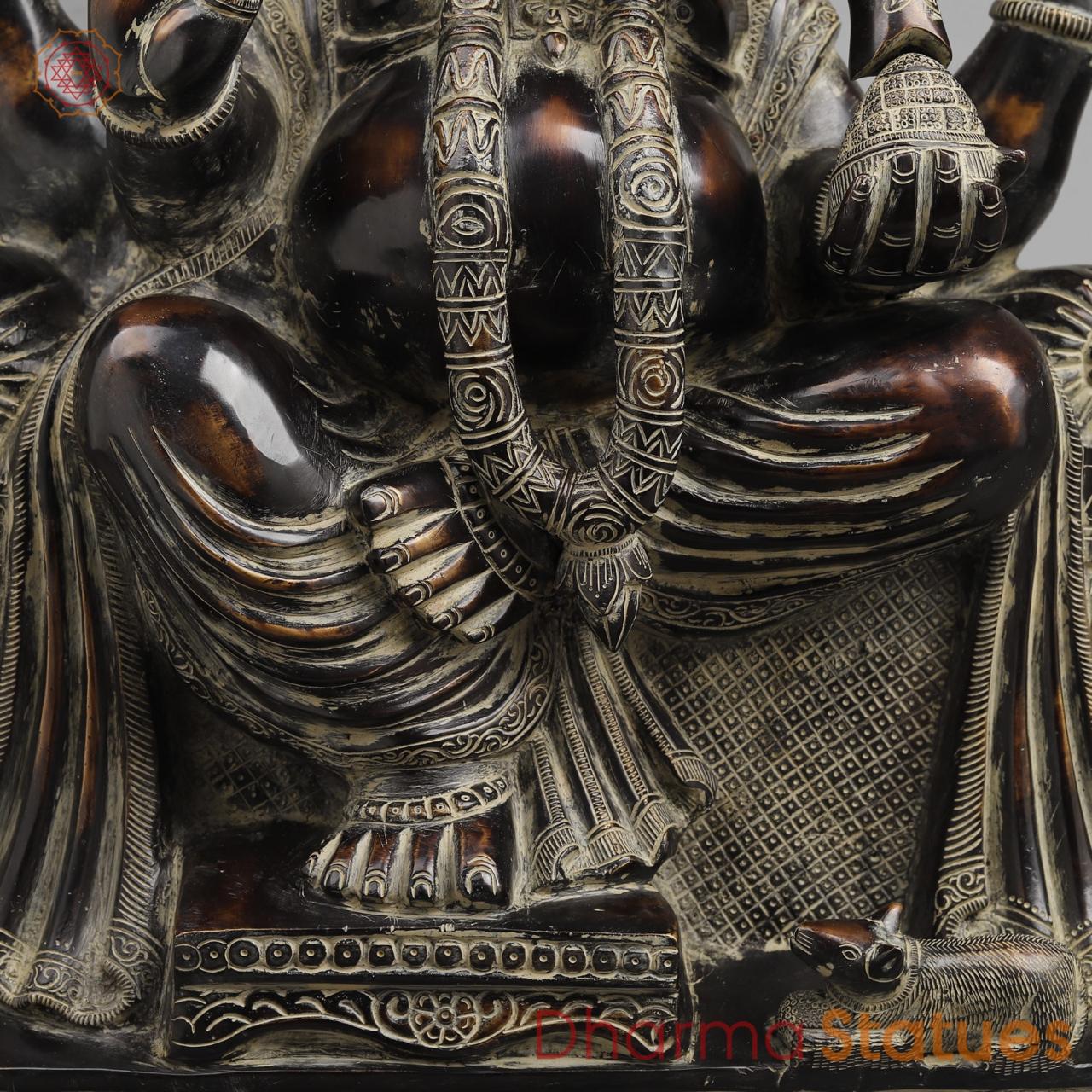 Brass Raja Ganesh, Antique finish 24”