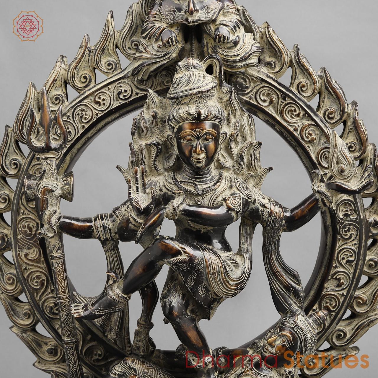Brass South indian Natraj, Antique finish 24”