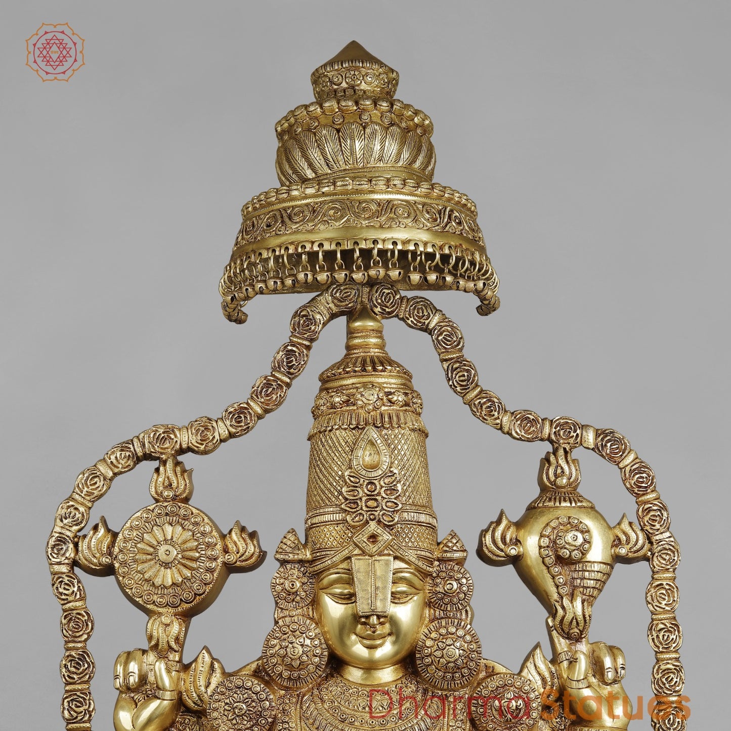 Brass Balaji standing Fine with Garland and Umbrella 57.5”