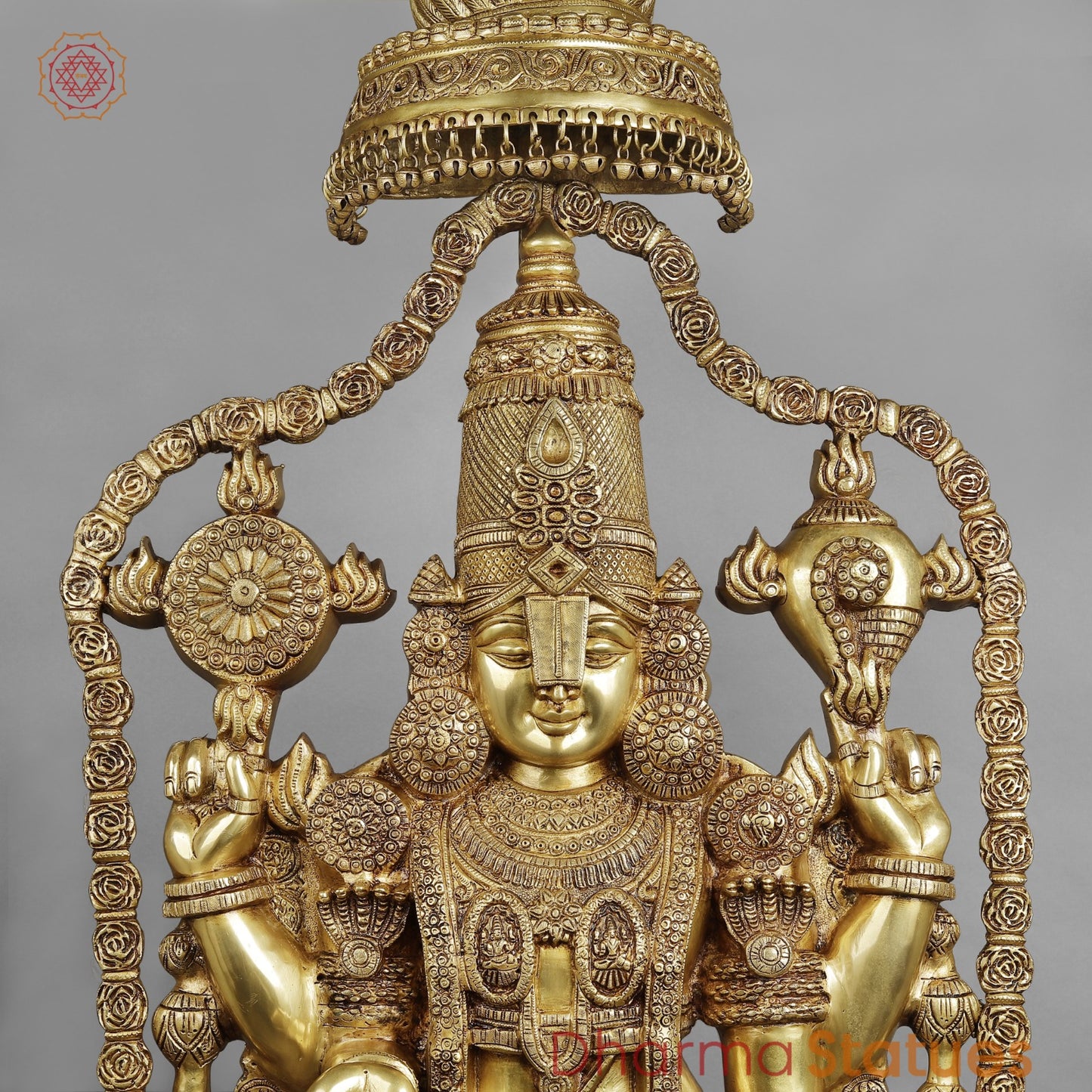 Brass Balaji standing Fine with Garland and Umbrella 57.5”