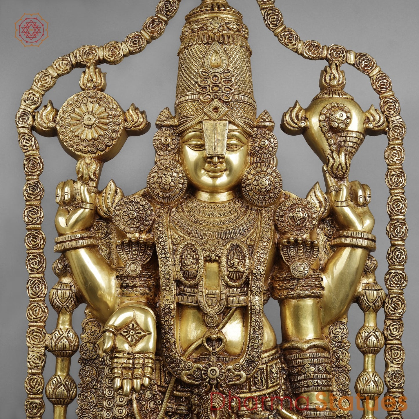 Brass Balaji standing Fine with Garland and Umbrella 57.5”