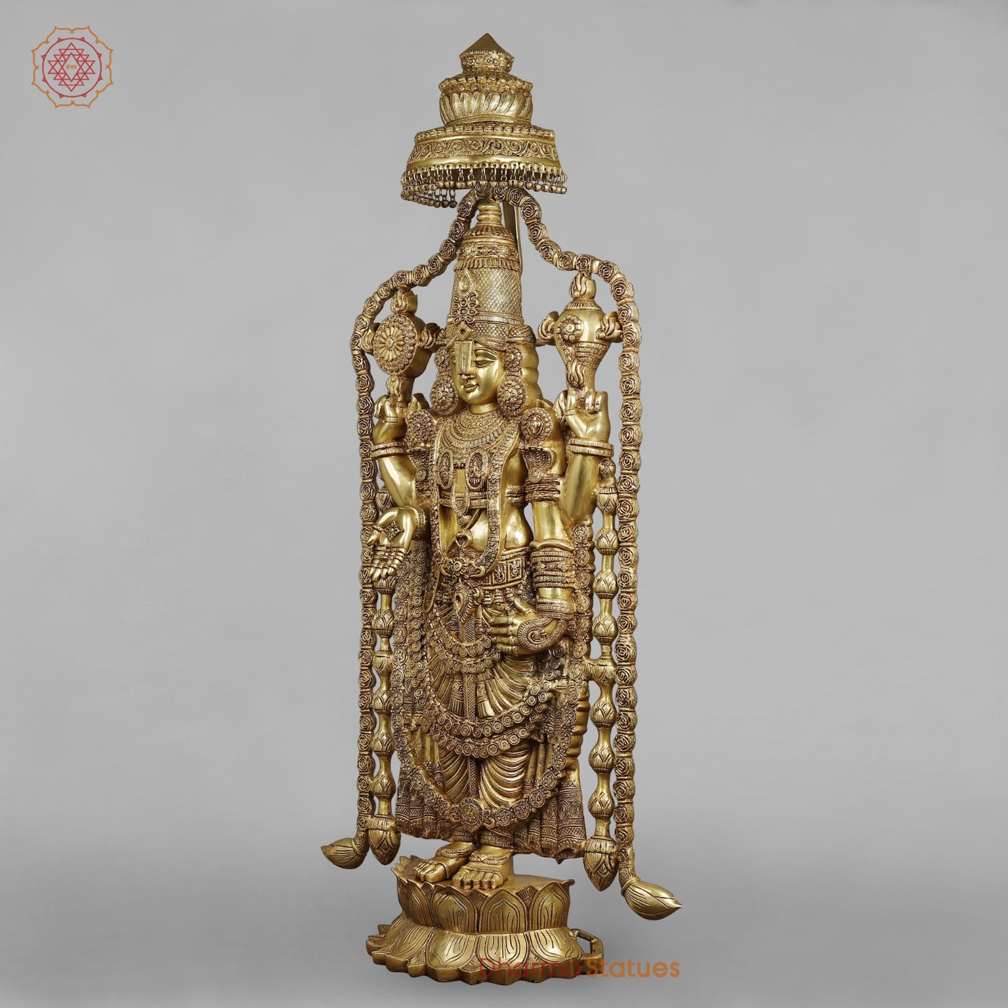 Brass Balaji standing Fine with Garland and Umbrella 57.5”