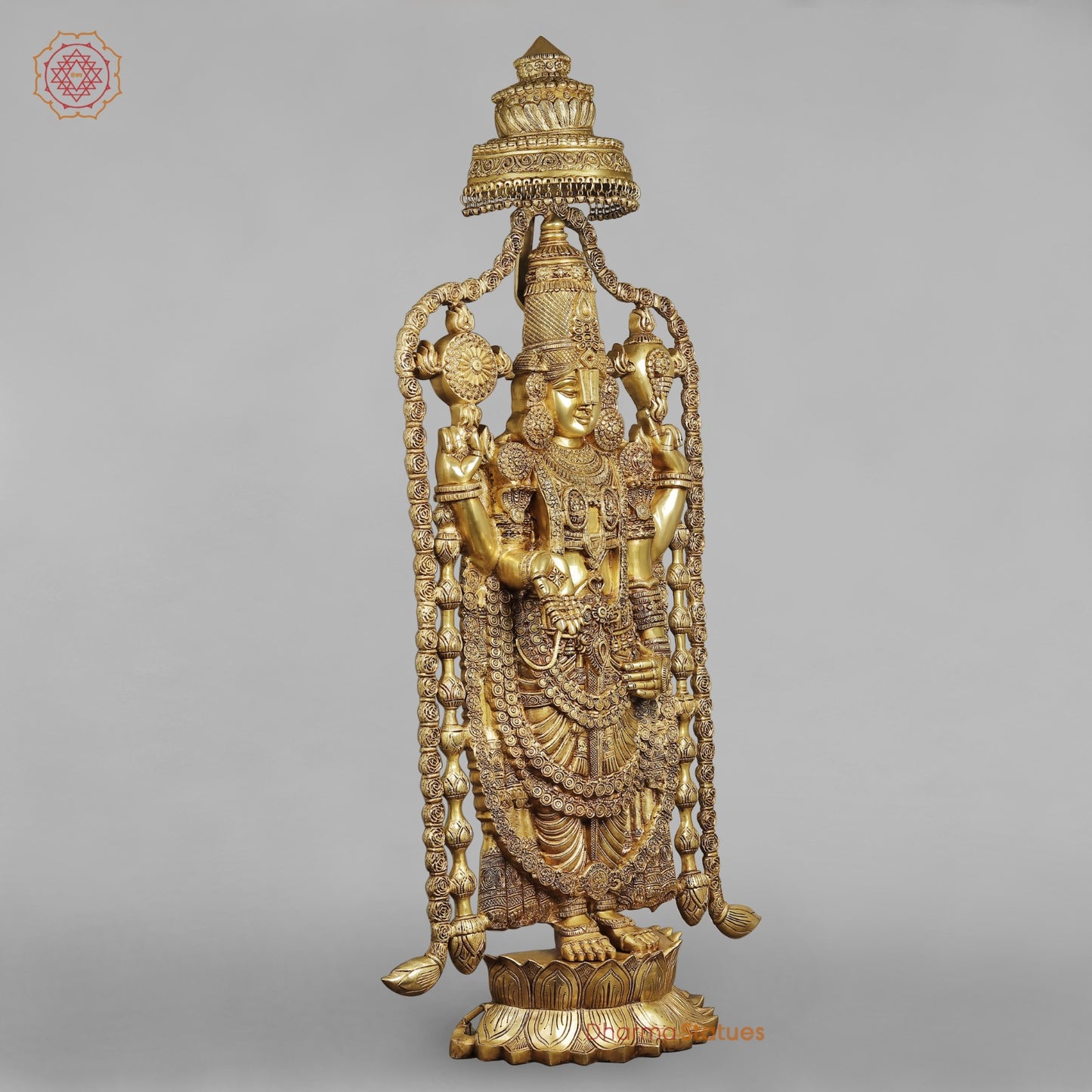 Brass Balaji standing Fine with Garland and Umbrella 57.5”