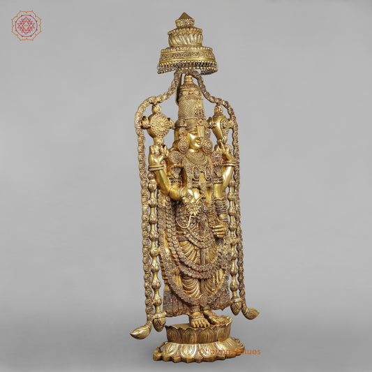Brass Balaji standing Fine with Garland and Umbrella 57.5”