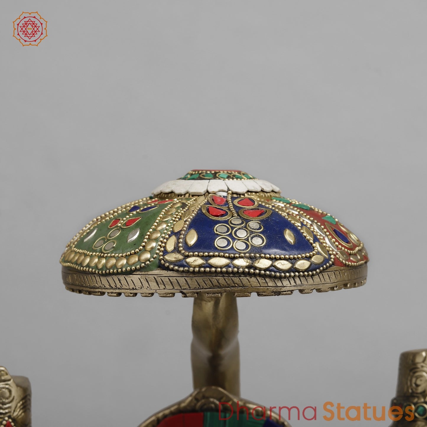 Brass Ram Darbar ( Ram Panchayat ) with umbrella, Stone Work 15”