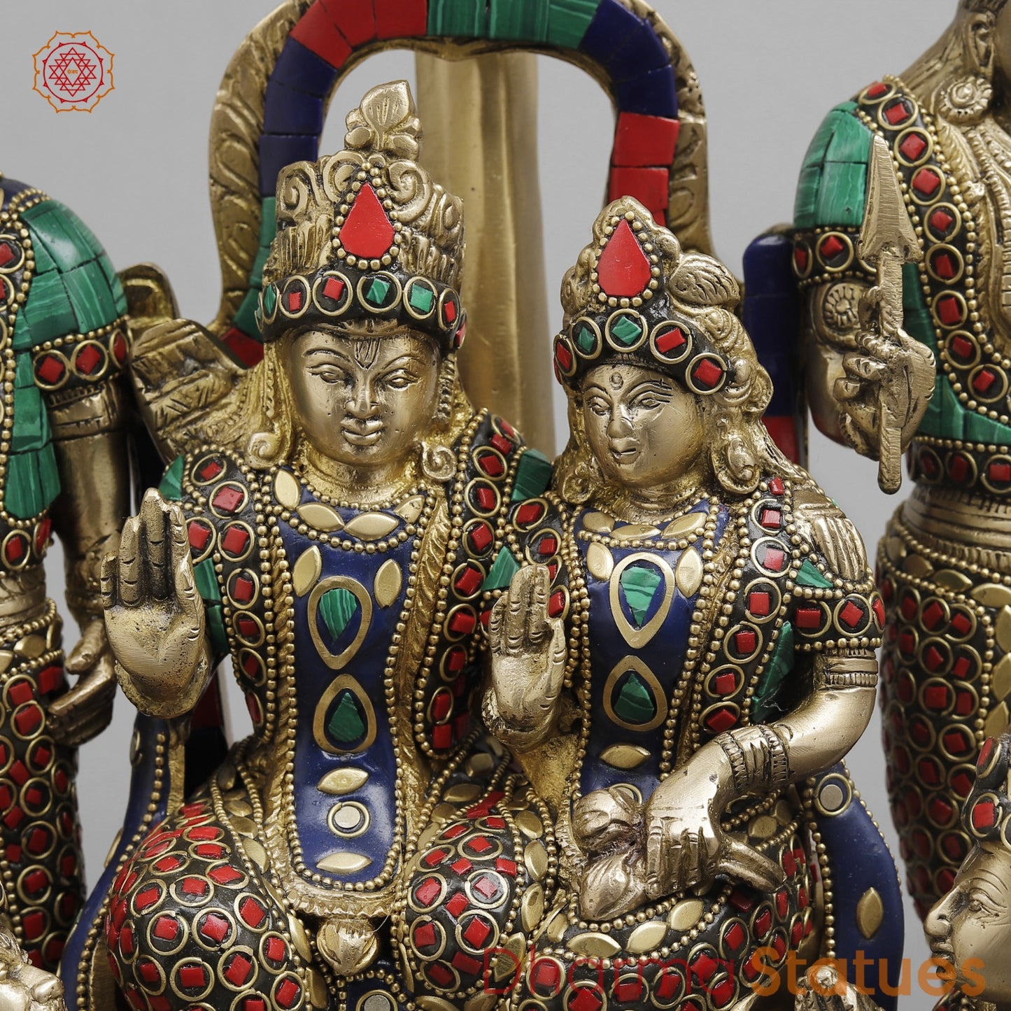 Brass Ram Darbar ( Ram Panchayat ) with umbrella, Stone Work 15”