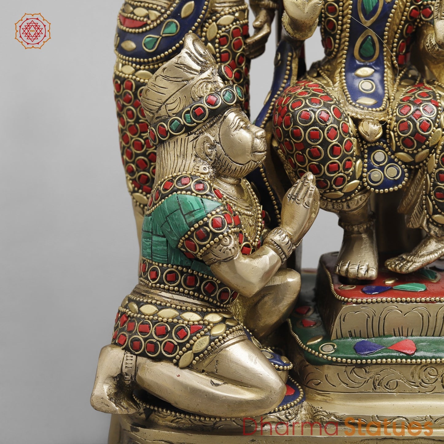 Brass Ram Darbar ( Ram Panchayat ) with umbrella, Stone Work 15”