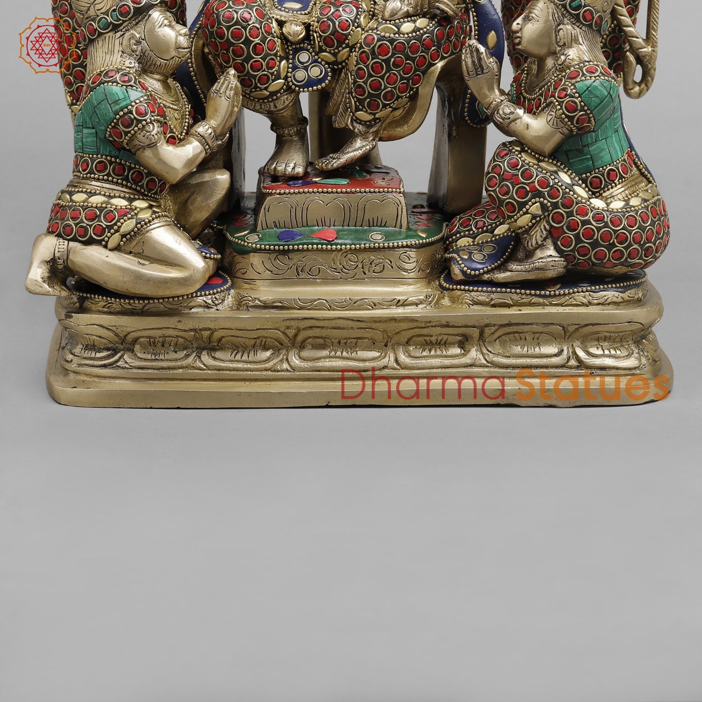 Brass Ram Darbar ( Ram Panchayat ) with umbrella, Stone Work 15”