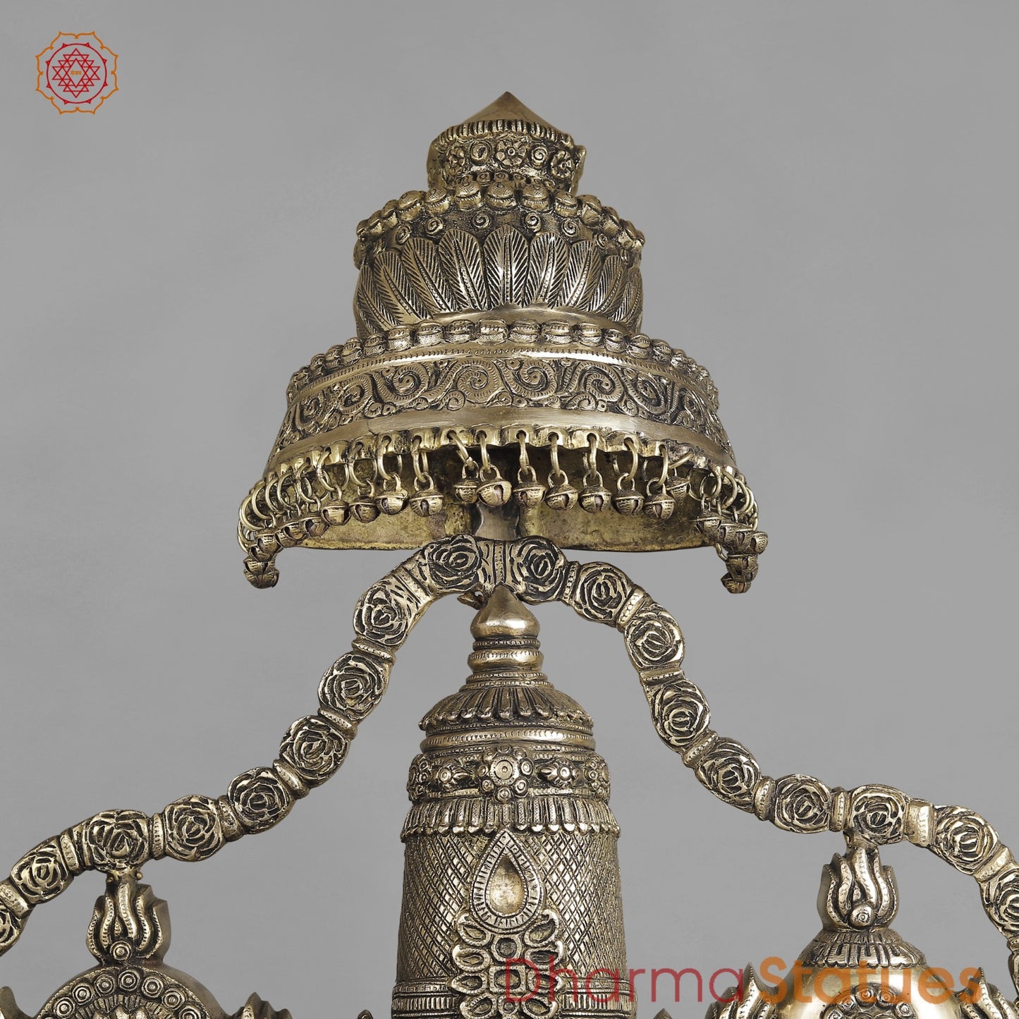 Brass Balaji Fine with Umbrella and Garland, Opulent Black and Smooth finish 57”