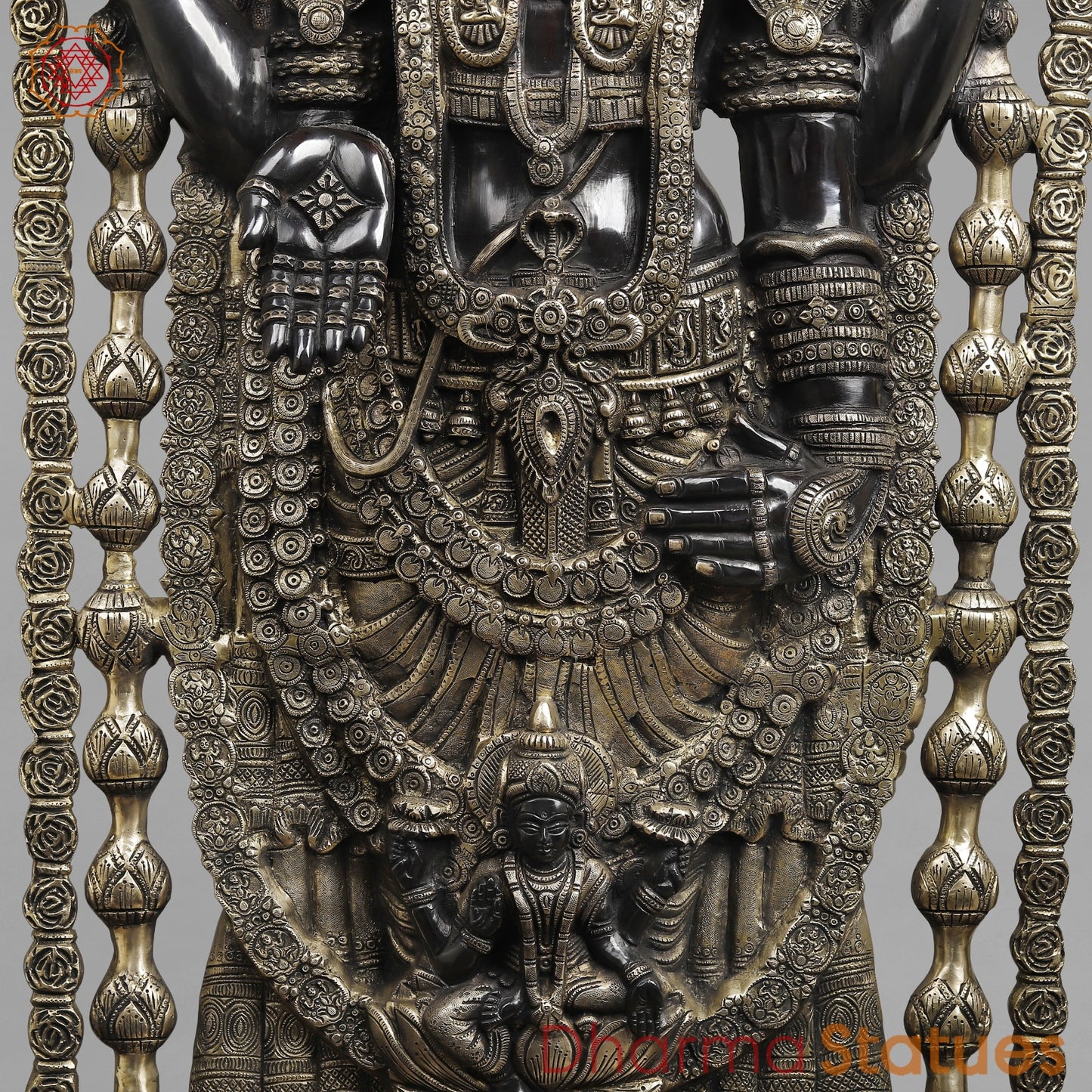 Brass Balaji Fine with Umbrella and Garland, Opulent Black and Smooth finish 57”