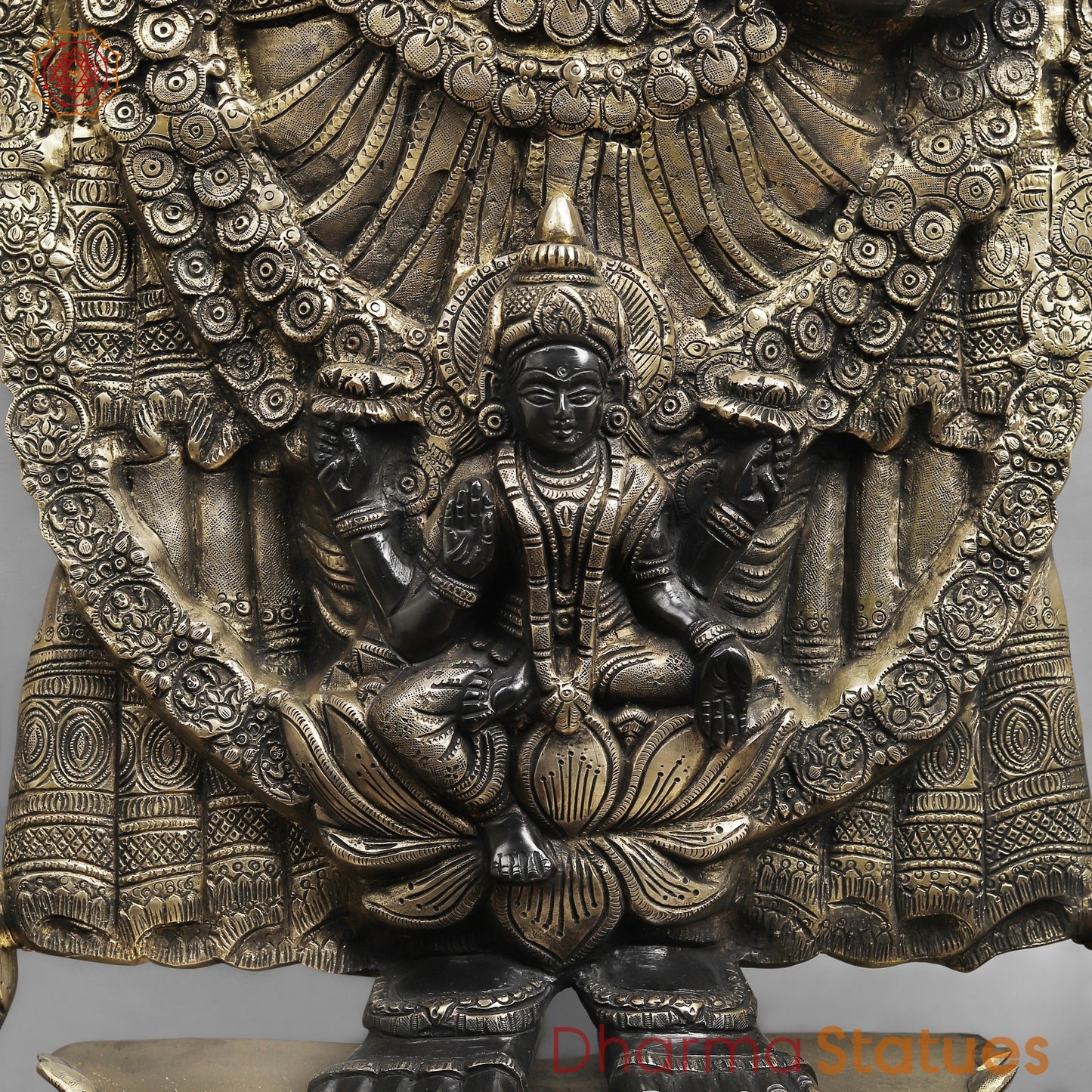 Brass Balaji Fine with Umbrella and Garland, Opulent Black and Smooth finish 57”
