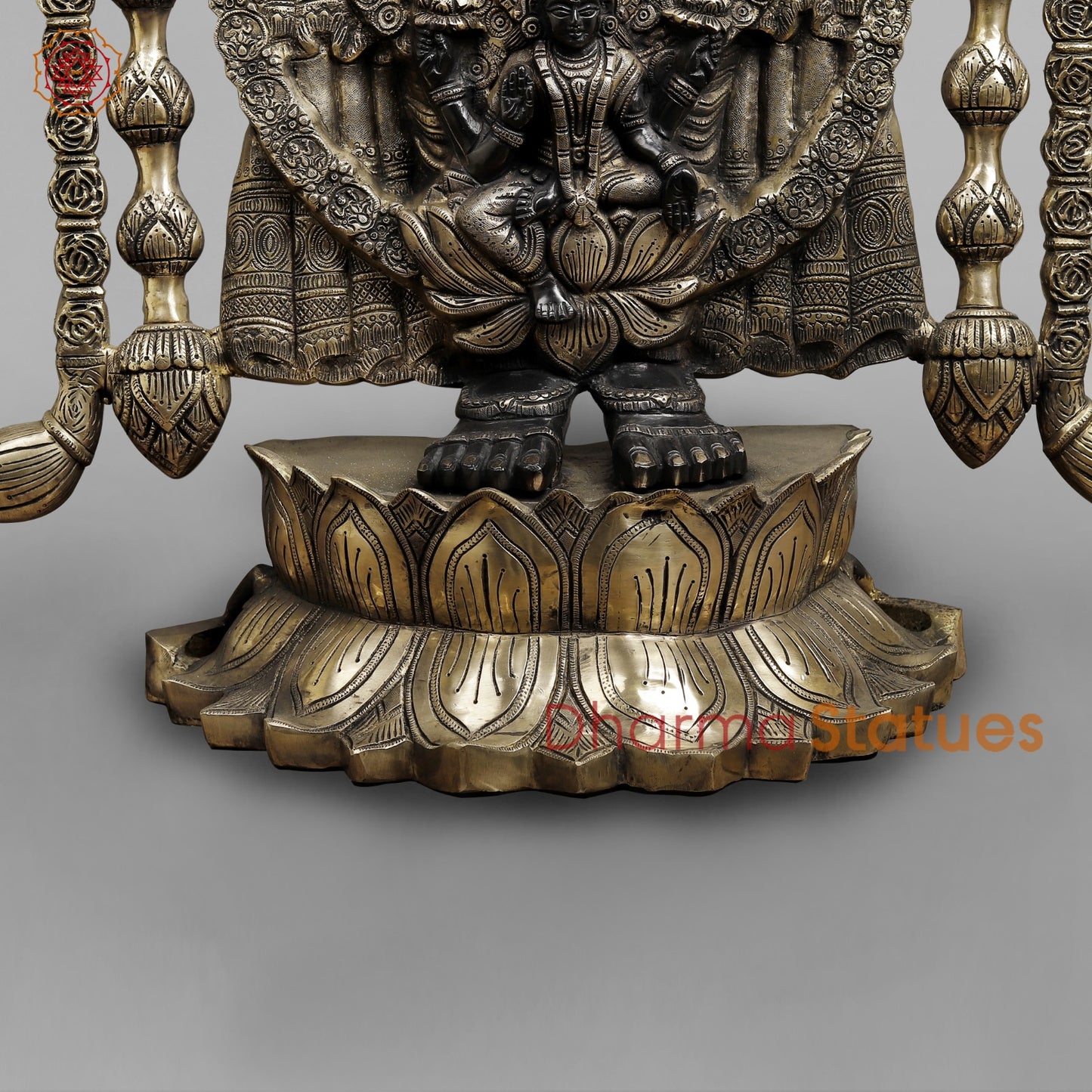 Brass Balaji Fine with Umbrella and Garland, Opulent Black and Smooth finish 57”