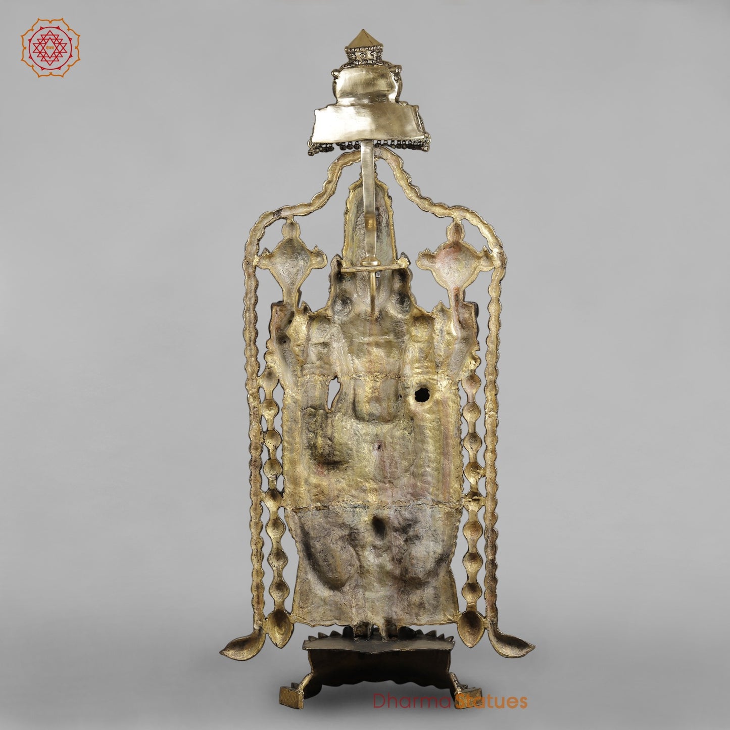 Brass Balaji Fine with Umbrella and Garland, Opulent Black and Smooth finish 57”