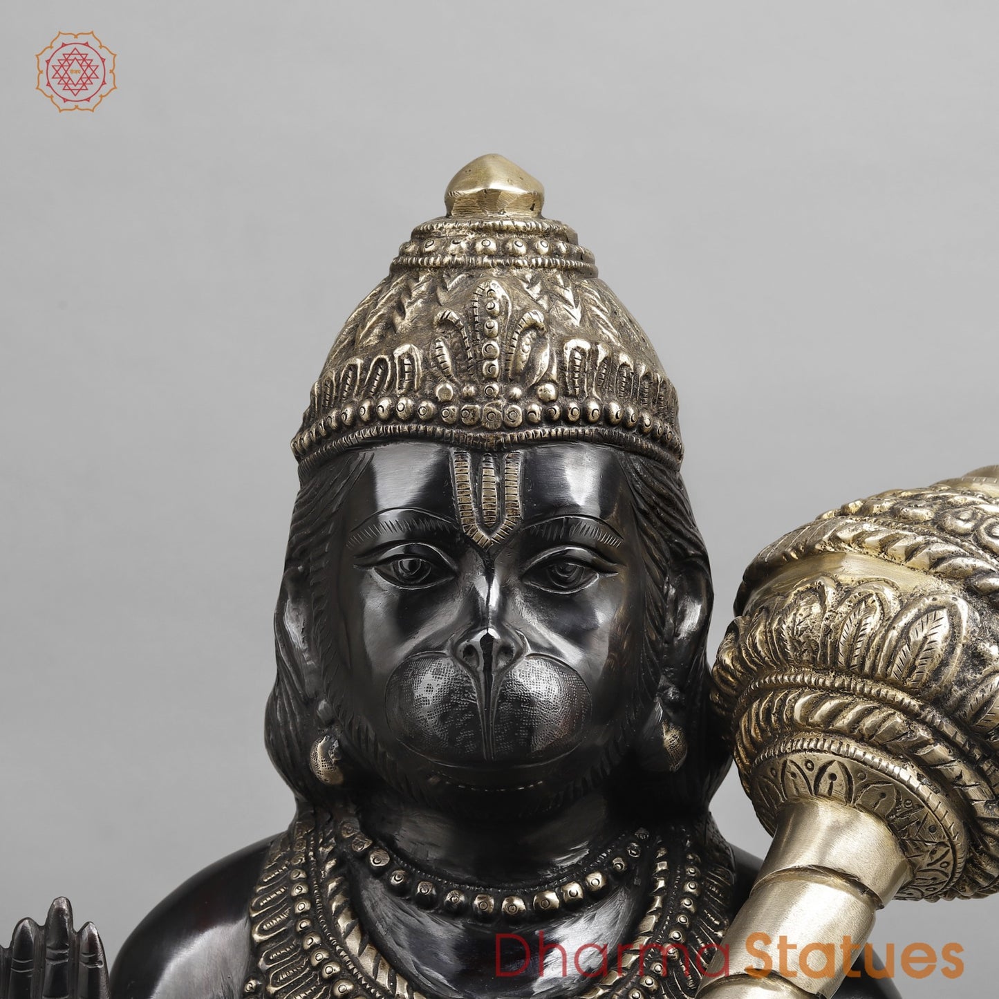Brass Hanuman ji Seated, Black and Smooth finish 26”