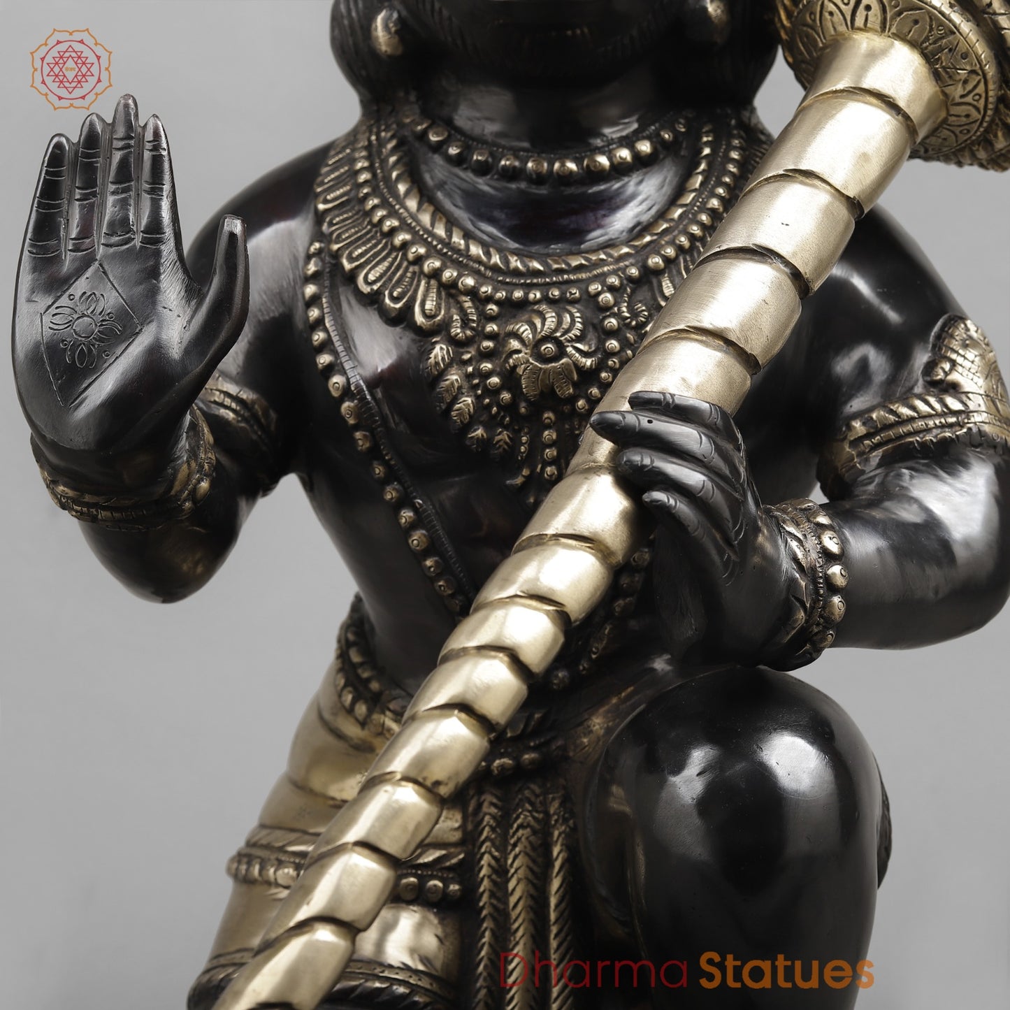 Brass Hanuman ji Seated, Black and Smooth finish 26”