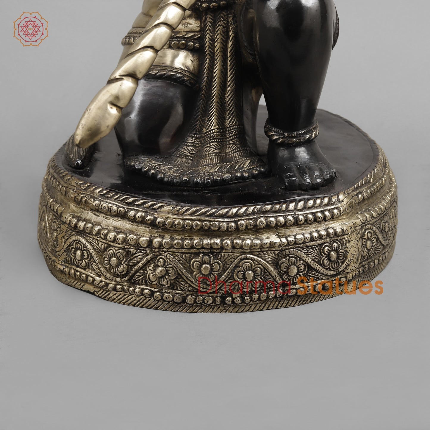 Brass Hanuman ji Seated, Black and Smooth finish 26”