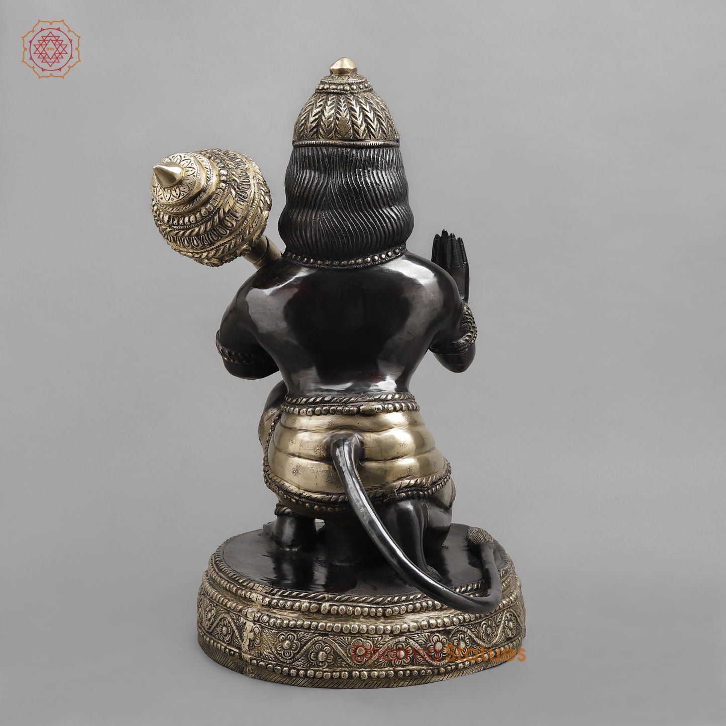 Brass Hanuman ji Seated, Black and Smooth finish 26”