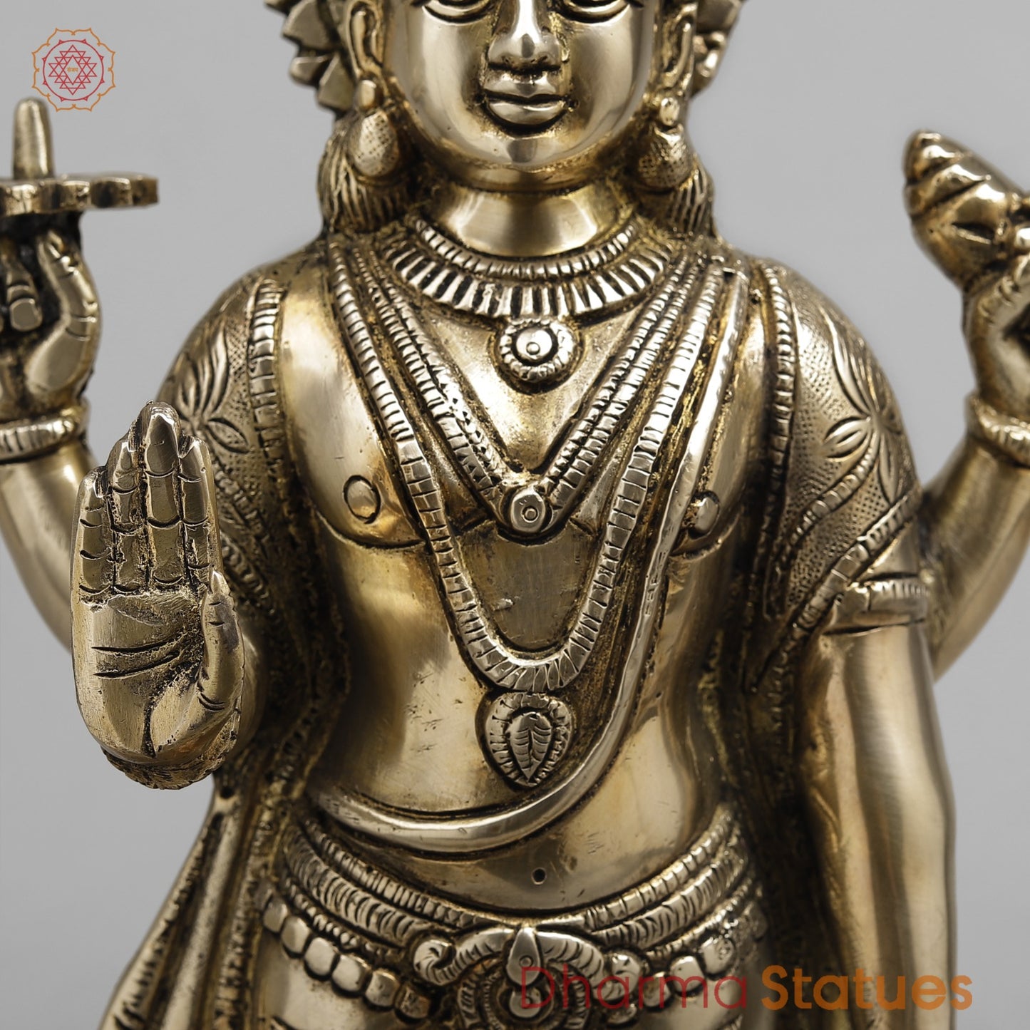Brass Vishnu with Serpent, Smooth finish 17”