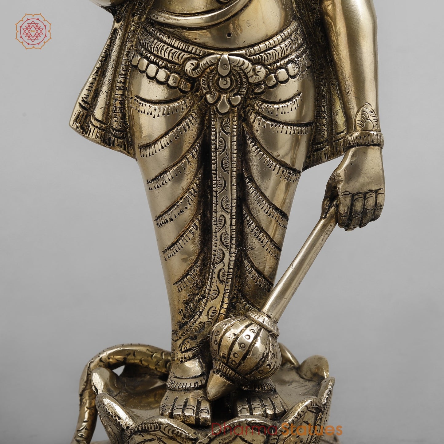 Brass Vishnu with Serpent, Smooth finish 17”
