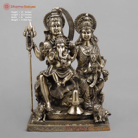 Brass Shiva Family seated, Fine smooth Finish 17”