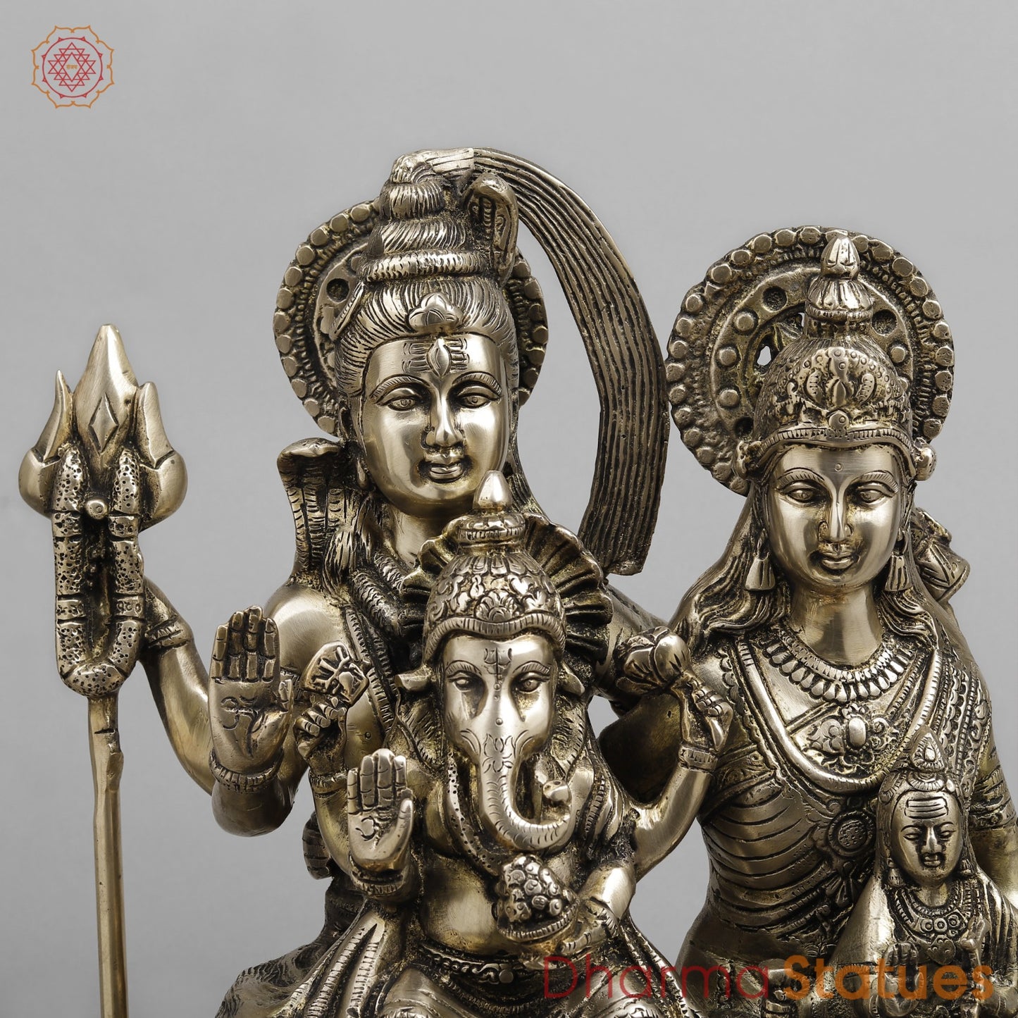 Brass Shiva Family seated, Fine smooth Finish 17”