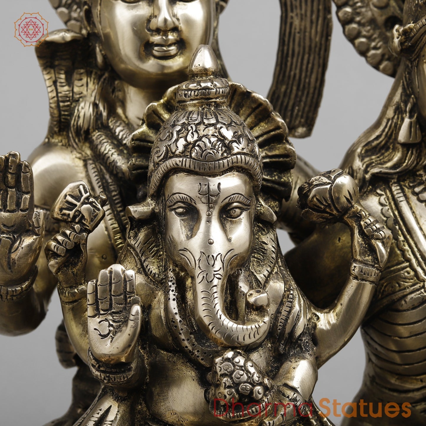 Brass Shiva Family seated, Fine smooth Finish 17”