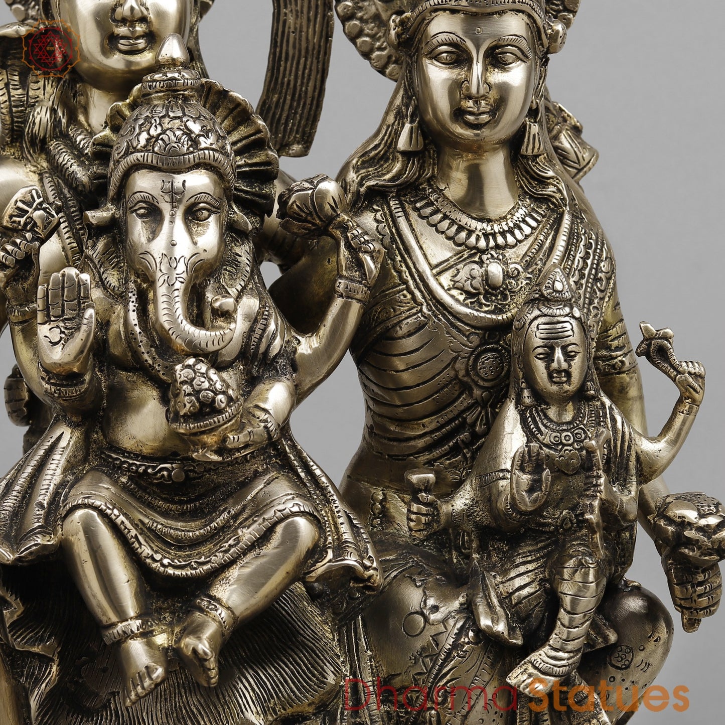 Brass Shiva Family seated, Fine smooth Finish 17”
