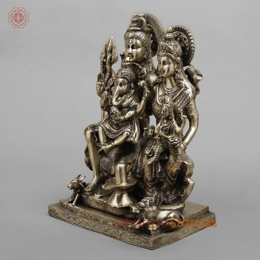 Brass Shiva Family seated, Fine smooth Finish 17”